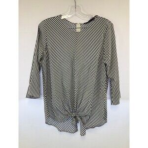 Zara Basic Collection Striped Blouse tie-front detail and a back zipper Size L